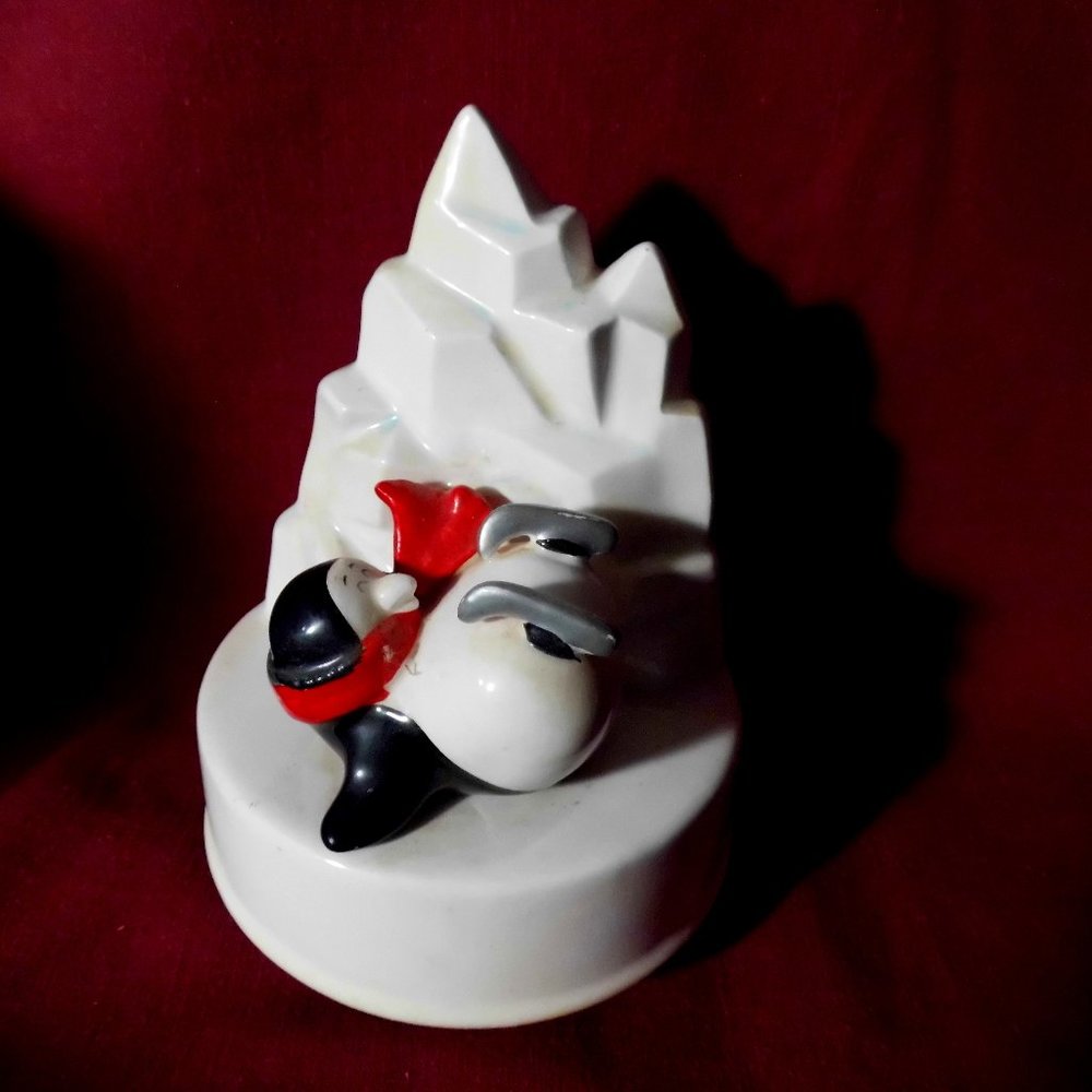 Revolving Ceramic Music Box, Penguin On An Iceberg, Plays Skaters Waltz